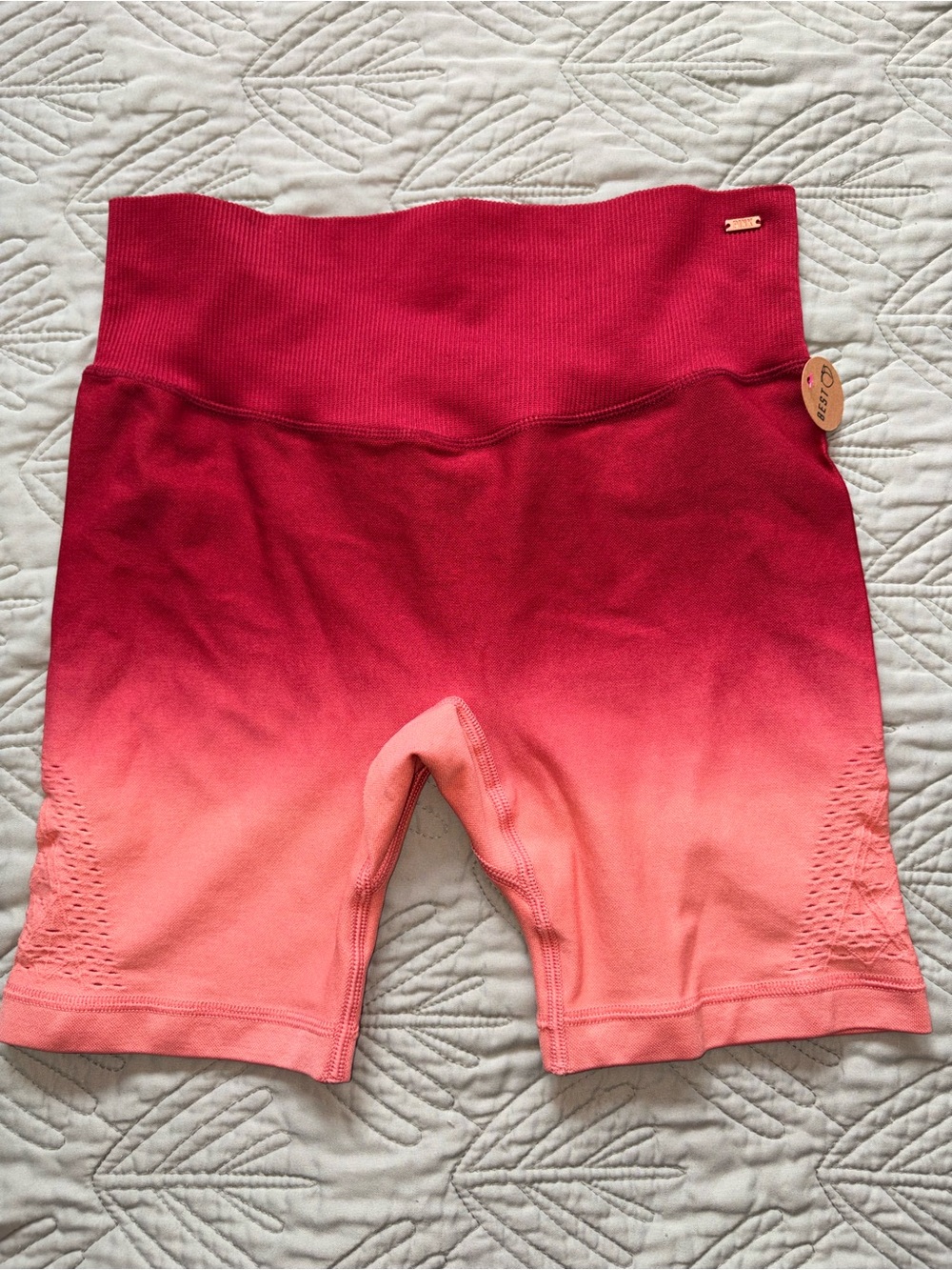 PINK Victoria's Secret Ombre High-Waist Bike Shorts - Red to Coral Pink
